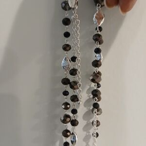 Chic Black and Silver Beaded Necklace